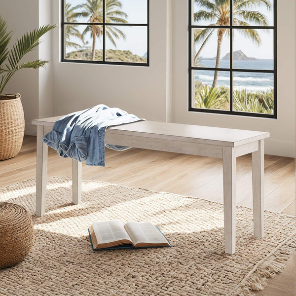 Oneill Solid Rubberwood Bench with Distressed Finish for Dining or Entryway Accent