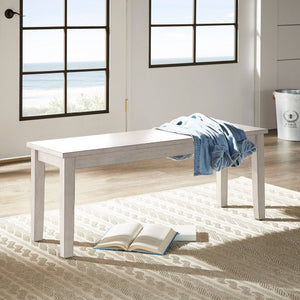 Oneill Solid Rubberwood Bench with Distressed Finish for Dining or Entryway Accent