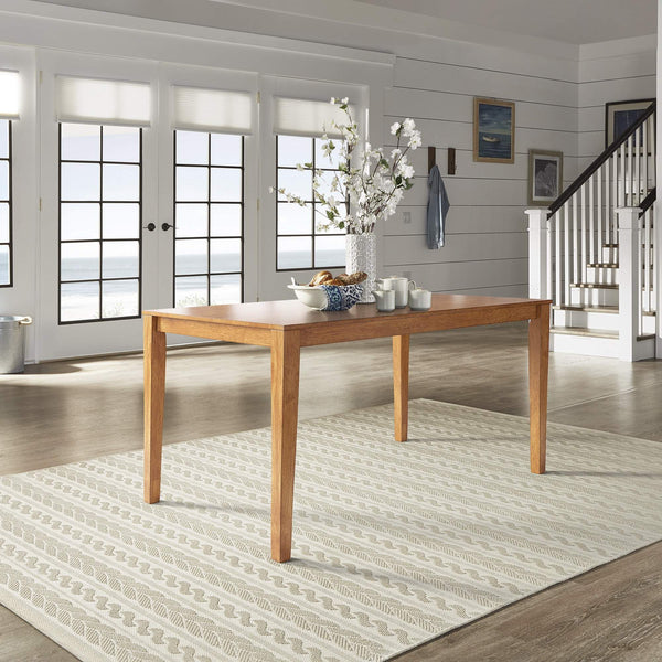 Oneill Solid Rubberwood Rectangular Dining Table Seats Six with Distressed Antique Finish