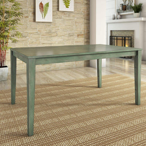 Oneill Solid Rubberwood Rectangular Dining Table Seats Six with Distressed Antique Finish