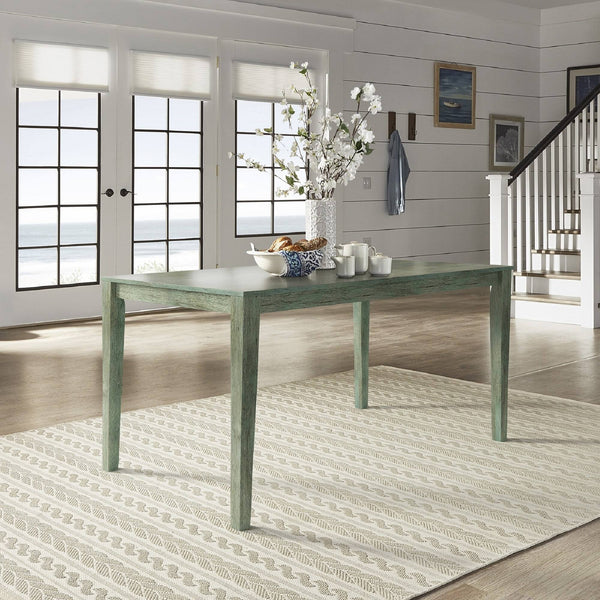 Oneill Solid Rubberwood Rectangular Dining Table Seats Six with Distressed Antique Finish