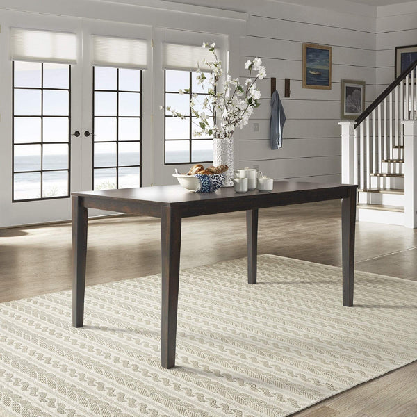 Oneill Solid Rubberwood Rectangular Dining Table Seats Six with Distressed Antique Finish