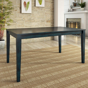 Oneill Solid Rubberwood Rectangular Dining Table Seats Six with Distressed Antique Finish