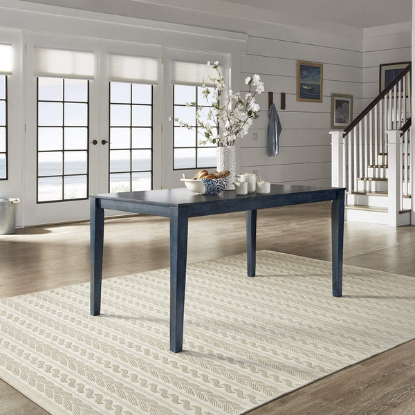 Oneill Solid Rubberwood Rectangular Dining Table Seats Six with Distressed Antique Finish