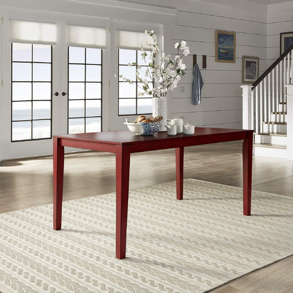 Oneill Solid Rubberwood Rectangular Dining Table Seats Six with Distressed Antique Finish