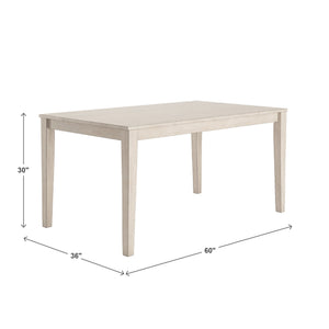 Homelegance Oneill Solid Rubberwood Rectangular Dining Table Seats Six with Distressed Antique Finish Antique White E557-60WH