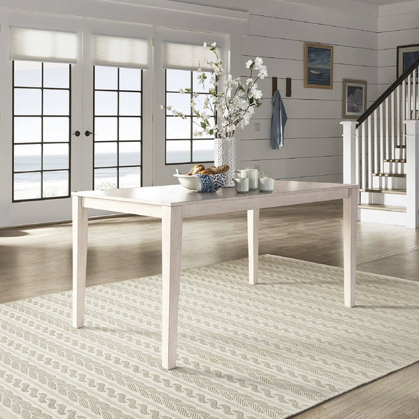 Oneill Solid Rubberwood Rectangular Dining Table Seats Six with Distressed Antique Finish