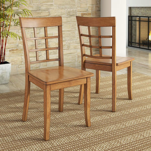Oneill Rubberwood Window Back Dining Chair Set with Farmhouse Distressed Finish