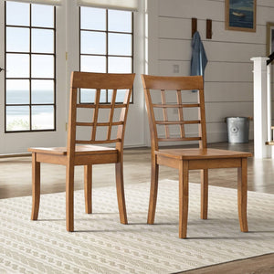 Oneill Rubberwood Window Back Dining Chair Set with Farmhouse Distressed Finish