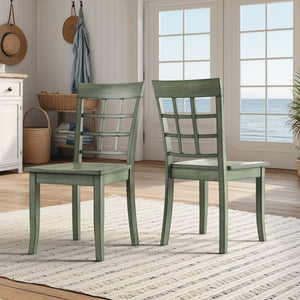 Oneill Rubberwood Window Back Dining Chair Set with Farmhouse Distressed Finish