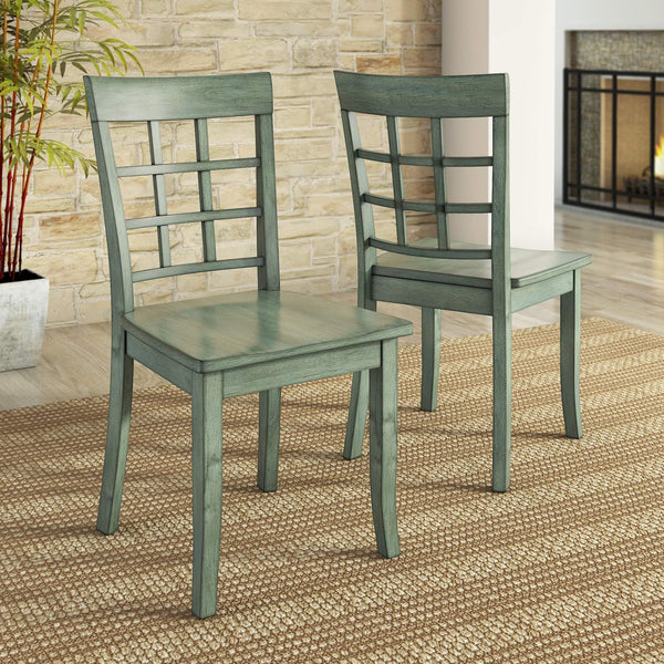 Oneill Rubberwood Window Back Dining Chair Set with Farmhouse Distressed Finish