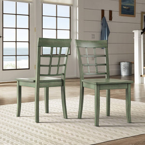 Oneill Rubberwood Window Back Dining Chair Set with Farmhouse Distressed Finish