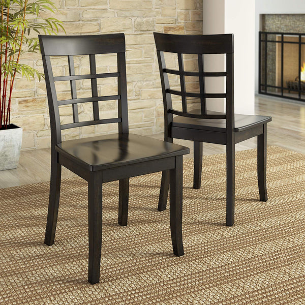 Oneill Rubberwood Window Back Dining Chair Set with Farmhouse Distressed Finish