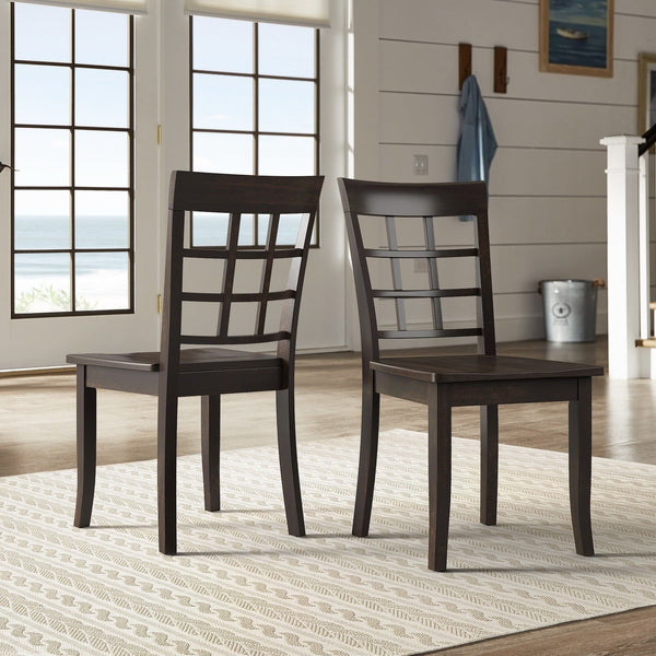 Oneill Rubberwood Window Back Dining Chair Set with Farmhouse Distressed Finish