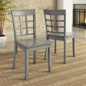 Oneill Rubberwood Window Back Dining Chair Set with Farmhouse Distressed Finish