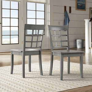 Oneill Rubberwood Window Back Dining Chair Set with Farmhouse Distressed Finish