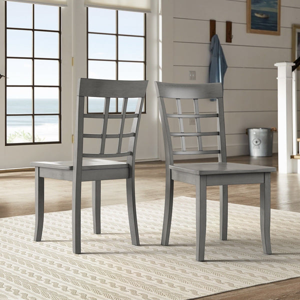 Oneill Rubberwood Window Back Dining Chair Set with Farmhouse Distressed Finish