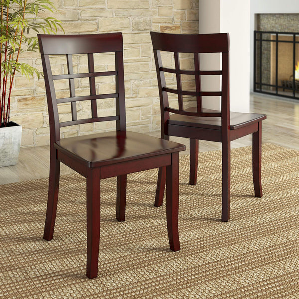 Oneill Rubberwood Window Back Dining Chair Set with Farmhouse Distressed Finish