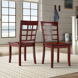 Oneill Rubberwood Window Back Dining Chair Set with Farmhouse Distressed Finish