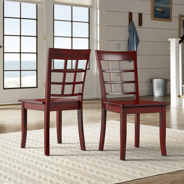 Oneill Rubberwood Window Back Dining Chair Set with Farmhouse Distressed Finish