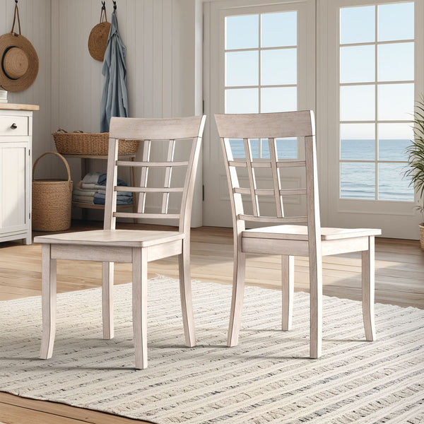 Oneill Rubberwood Window Back Dining Chair Set with Farmhouse Distressed Finish