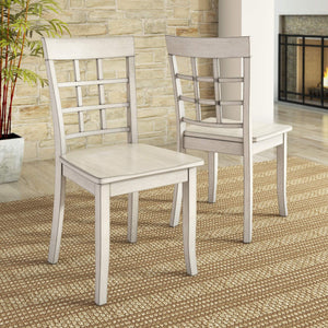 Oneill Rubberwood Window Back Dining Chair Set with Farmhouse Distressed Finish