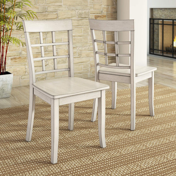 Oneill Rubberwood Window Back Dining Chair Set with Farmhouse Distressed Finish