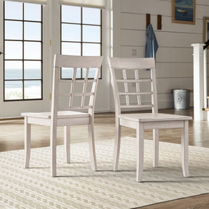 Oneill Rubberwood Window Back Dining Chair Set with Farmhouse Distressed Finish