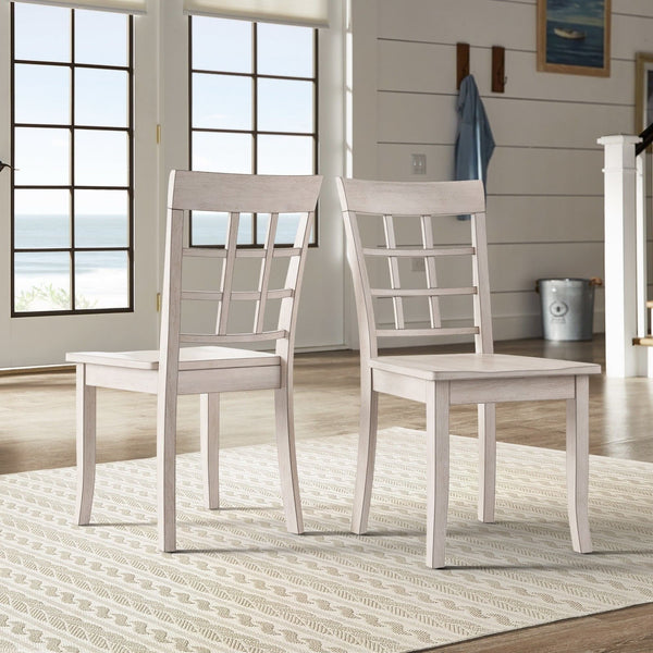 Oneill Rubberwood Window Back Dining Chair Set with Farmhouse Distressed Finish