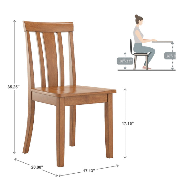 Oneill Rubberwood Slat Back Dining Chair Set with Distressed Antique Farmhouse Finish