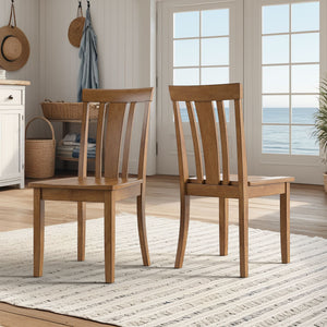 Oneill Rubberwood Slat Back Dining Chair Set with Distressed Antique Farmhouse Finish