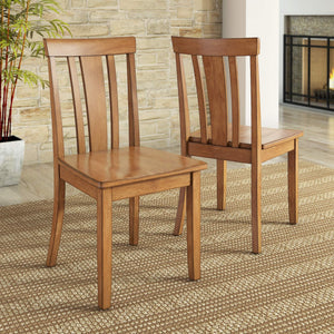 Oneill Rubberwood Slat Back Dining Chair Set with Distressed Antique Farmhouse Finish