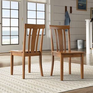 Oneill Rubberwood Slat Back Dining Chair Set with Distressed Antique Farmhouse Finish
