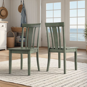 Oneill Rubberwood Slat Back Dining Chair Set with Distressed Antique Farmhouse Finish
