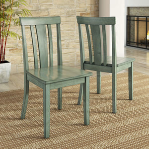 Oneill Rubberwood Slat Back Dining Chair Set with Distressed Antique Farmhouse Finish