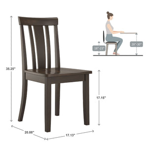 Oneill Rubberwood Slat Back Dining Chair Set with Distressed Antique Farmhouse Finish