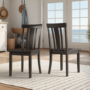 Oneill Rubberwood Slat Back Dining Chair Set with Distressed Antique Farmhouse Finish