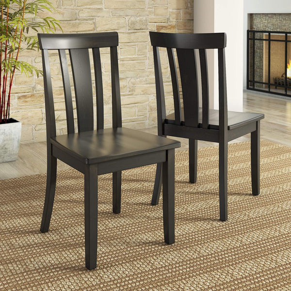 Oneill Rubberwood Slat Back Dining Chair Set with Distressed Antique Farmhouse Finish