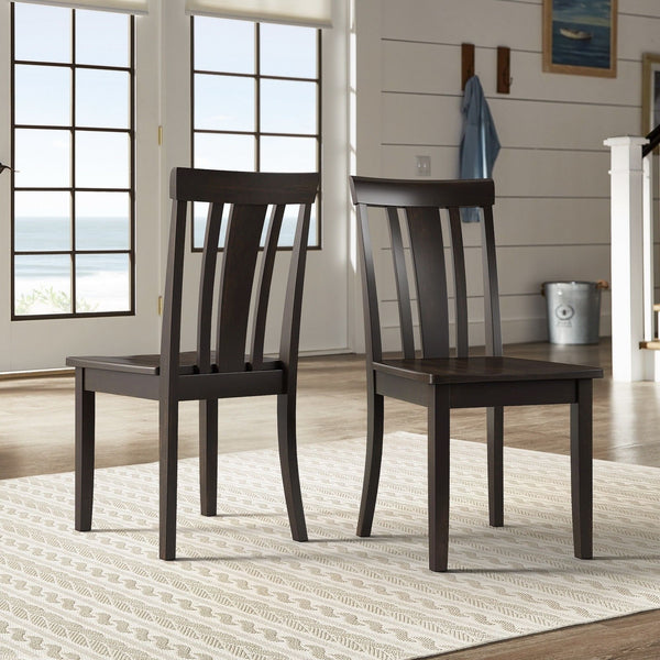 Oneill Rubberwood Slat Back Dining Chair Set with Distressed Antique Farmhouse Finish