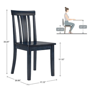 Oneill Rubberwood Slat Back Dining Chair Set with Distressed Antique Farmhouse Finish