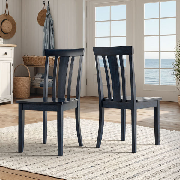 Oneill Rubberwood Slat Back Dining Chair Set with Distressed Antique Farmhouse Finish