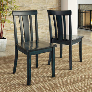 Oneill Rubberwood Slat Back Dining Chair Set with Distressed Antique Farmhouse Finish