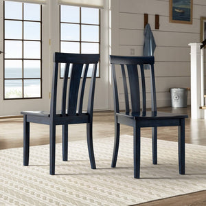 Oneill Rubberwood Slat Back Dining Chair Set with Distressed Antique Farmhouse Finish