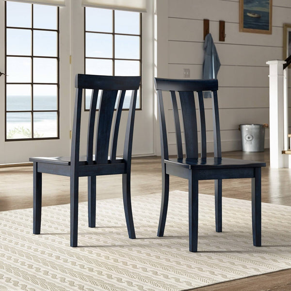 Oneill Rubberwood Slat Back Dining Chair Set with Distressed Antique Farmhouse Finish