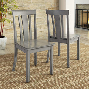 Oneill Rubberwood Slat Back Dining Chair Set with Distressed Antique Farmhouse Finish