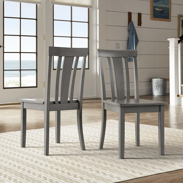 Oneill Rubberwood Slat Back Dining Chair Set with Distressed Antique Farmhouse Finish