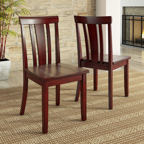Oneill Rubberwood Slat Back Dining Chair Set with Distressed Antique Farmhouse Finish