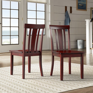 Oneill Rubberwood Slat Back Dining Chair Set with Distressed Antique Farmhouse Finish