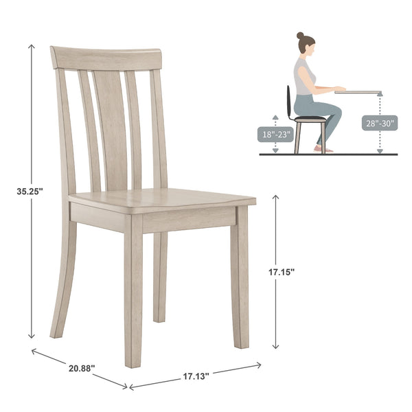 Homelegance Oneill Rubberwood Slat Back Dining Chair Set with Distressed Antique Farmhouse Finish Antique White E557C2-WH
