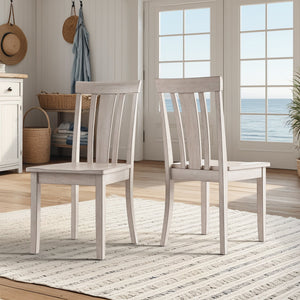 Oneill Rubberwood Slat Back Dining Chair Set with Distressed Antique Farmhouse Finish